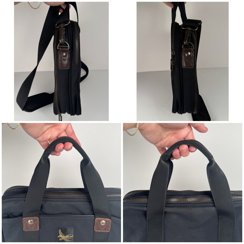 Eddie Bauer Messenger Computer Laptop Bag Zip Up Black Travel Business Casual - Picture 6 of 8